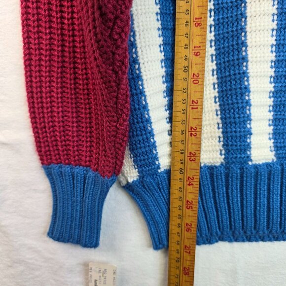 Striped Knit Fisherman Sweater Small Red White Blue Vintage Deadstock 80s USA - Picture 7 of 7